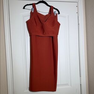 Fashion Nova Rust Midi Dress